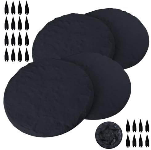 Lot de 4 marchepieds de jardin en plastique durable avec pointes - Couleur noire