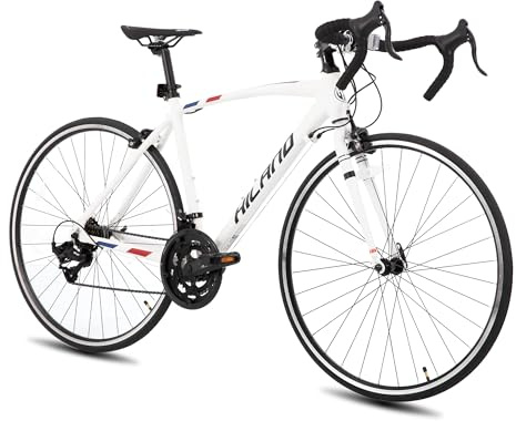 Hiland 28 Inch Road Bike, 14 Speeds, Light Weight Aluminum 490mm Frame 700C Road Bike, 700C Racing Bike for Men Women, White