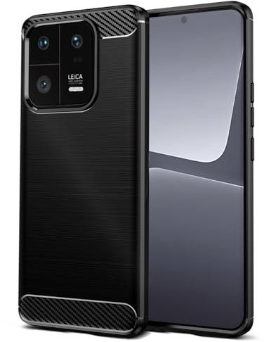 Qiinogow Hülle Kompatibel mit Xiaomi 13 Pro, Ultradünne Handyhülle Mit Stoßdämpfung, Schutzhülle aus Kohlefaser-TPU (Schwarz)