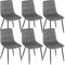 EUGAD Esszimmerstühle 6er Set, für Esszimmer Küche Wohnzimmer, Küchenstühle gepolstert mit Rückenlehne Samtbezug, mit Metallbeinen, 150 kg belastbar, Dunkelgrau