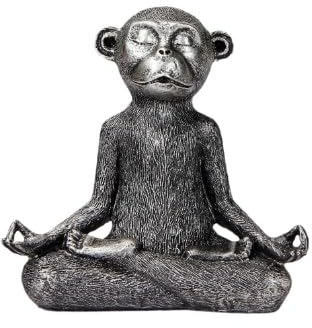 Meditation Affe Statue Harz Handwerk Ornament Hause Dekoration Yoga Meditation Kleine AvY098 (Grey, 12.5X6X13cm)