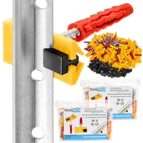 Sistema di clip per intonaco rapido per il fissaggio di listelli per lavori di costruzione, 200 pezzi + tasselli