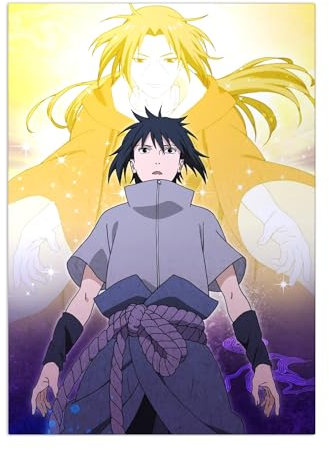 Displate Offiziell Naruto MetallPoster Magnetische Befestigung Lizenziert Bilder Hochwertiges Poster Naruto Shippuden - Sasuke and Itachi's Vision Poster 45 cm x 32 cm
