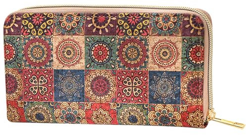 GmeDhc Kork Portemonnaie mit Reißverschluss, Damen Geldbörse Bunt mit Kartenhalter, Vegan - Geschenk für Mädchen