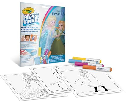 CRAYOLA, Color Wonder, Kit completo con 18 páginas para colorear y 4 marcadores para colorear sin manchas, con los personaje de Frozen, actividad creativa para niños de 3 a 5 años, cód. 25-2907