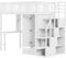 xixiworkshop Hochbett 90x200cm mit Schreibtisch/Kleiderschrank/Stauraum Treppen, Bett für Mädchen Jungen Kinderbett Rausfallschutz ohne Matratze(Weiß)