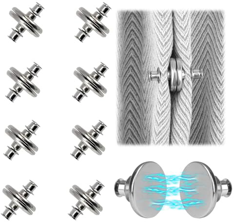 HREDZEO Magnete für Vorhänge,8 Paar Vorhang Magnetknopf Magnetische Duschvorhang Seitenclips Verschluss Vorhang Magnetknopf für Dusch Drapierte Heim Schlafzimmer