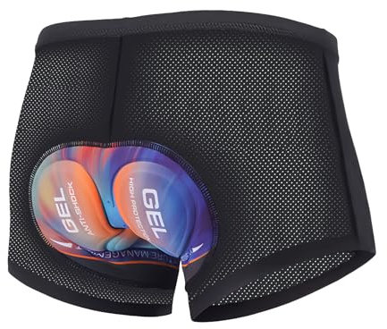 Radlerhose Herren, Fahrradhose Herren Gepolstert, Radhose Gepolstert Elastische 9D Gel Sitzpolster, Atmungsaktive Schnelltrocknende Stoßfeste (DE/NL/SE/PL, Alphanumerisch, XL, Regular, Schwarz)