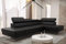 Ecksofa Emporio MINI 300x180 cm aus Echtleder – modernes Ledersofa mit verstellbaren Kopfstützen, silbernen Füßen – Eckcouch Links oder rechts wählbar – Premium Design Sofa (Schwarz, Rechts)