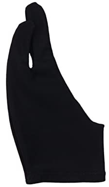 Vaguelly Two Finger Drawing Glove Artist's Sketch Glove Smudge Black Spandex Comfortable Fit for Tablet Drawing Sketching and Painting Activities