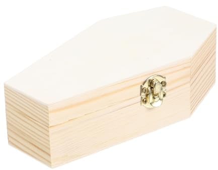 Mobestech Klein Unbemalte Holz-sarg Schmuckaufbewahrungsbox Tragbare Kiste Für Halloween-dekoration Schmuckstücke Geschenke Und Partys