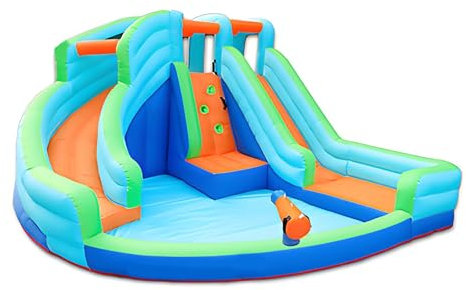 Inflatable Water Slide with Thick Oxford Cloth Blower  Safe Indoor Small Slide for Home Malls Outdoors, Kindergarten Ideal Water Park Pool Slide Fun