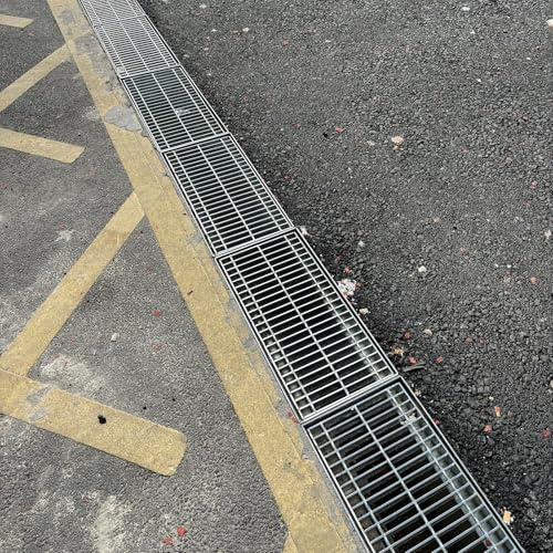 Drain de sol en acier galvanisé robuste – Grille de canal efficace pour égout, allées, jardins et garages (50 x 20 x 2 cm) – Solution de drainage