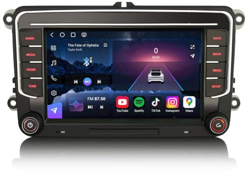 Erisin 7 Zoll 8-Kern 8GB+128GB Android 16 Autoradio Bluetooth GPS Navi für VW Golf 5 Golf 6 Passat B6/B7 Tiguan Polo Jetta Seat Skoda CarPlay Android Auto WiFi 4G DSP DAB+ USB RDS Canbus OPS SWC