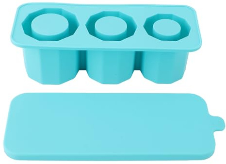 DGLDCSHUAI Tumbler Ice Mold Easy Fill Silicone 3 Cavity Hollow Cylinder Ice Ring for Whiskey Cold Drink (Blauer See)