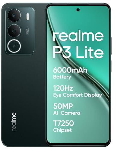 realme P3 Lite Smartphone 8+256 GB, Fotocamera AI da 50 MP, Processore Octa-Core, Display Eye Comfort a 120Hz, Batteria da 6000mAh, 15W Ricarica rapida, Pine Green (Senza adattatore)
