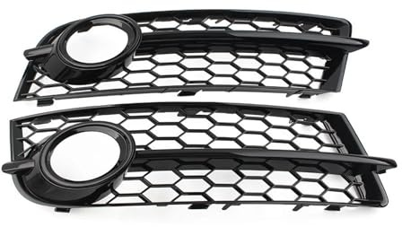 Calandre Radiateur Calandre Avant Voiture Grille De Phare Antibrouillard Noir Brillant Pour Pare-choc Avant 1 Paire Couverture Lumière En Maille Nid D'abeille Pour TT 8J 2006 – 2014(Noir brillant)