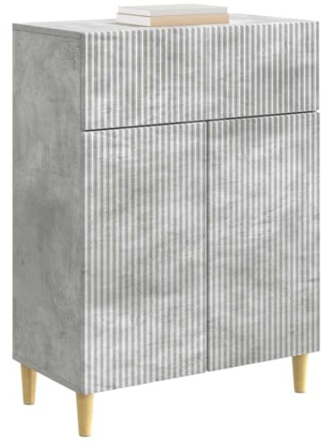 vidaXL Sideboard Betongrau 66 x 34,5 x 90 cm Holzwerkstoff, Eleganter Holzlager, Vintage-Sideboard mit Regalen, multifunktionales Esszimmer-Organizer und Schrank