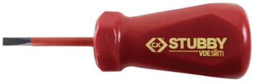 C.K T48344-040 Stubby Vde/1000V Slim Screwdriver Slotted 4.0 Mm, Red