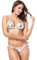 IWEMEK Damen Metallic Glänzend Micro Mini Bikini Push Up Set Sexy Dessous Wetlook BH String Unterwäsche Badeanzug Bademode Reizwäsche Neckholder Schwimmanzug Badebekleidung Silber