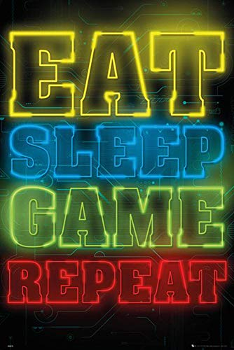 Close Up Gaming Poster Eat Sleep Game Repeat (61cm x 91,5cm) + Geschenkverpackung. Verschenkfertig!