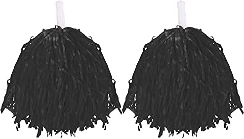 Cheerleader Pompons, Kostüm-Zubehör, leichte Pompons mit Griffen, für Kinder und Erwachsene, Farbe: Schwarz