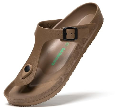 SAGUARO Chanclas de Playa Hombres Antideslizante Flip Flops Mujer Cómodo Piscina Zapatillas Unisex Ducha Pantuflas Respirable Ultraligero Sandalias, Slipper Marrón 47