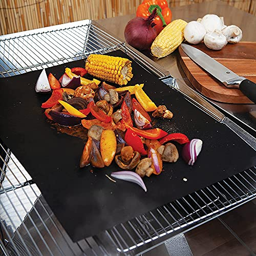 LJJ 10pc Tapis de Cuisson Barbecue, Nettoyage Facile, 40cm×33cm Feuilles Anti-adhérent de BBQ Réutilisable, pour Barbecue et Four