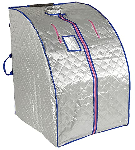 Temperatur Tragbare Infrarot-Sauna zur Spa Heimsauna Portable Infrarot-Sauna, Infrarot-Physiotherapie, Heimsauna, 4 Infrarot-Heizplatten + 36 Turmalinsteine-Silber – Infrarot