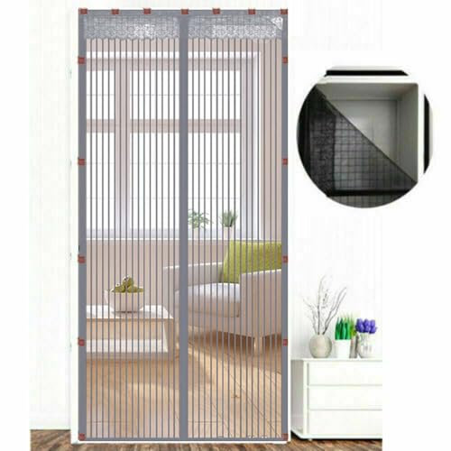 Magnetic Insect Door Net Screen Door Bug Keep Insects Out Mosquito Fly Insect Mesh Guard 2 Colour 20 Sizes 8 Day Delivered Easy to Use for Balcony Sliding Doors Living Room(Grey,95x195cm)