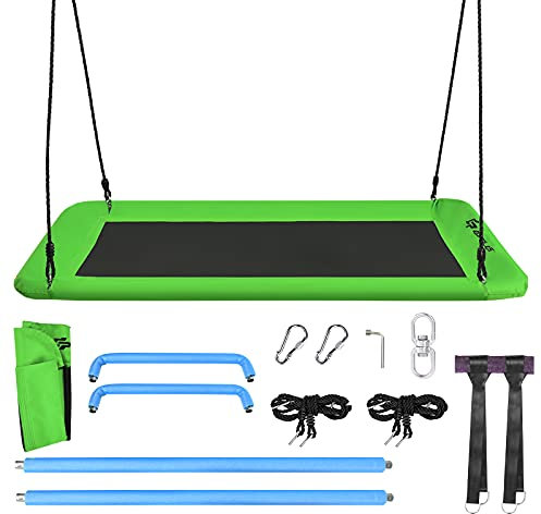 DREAMADE Nestschaukel, 100-180 cm höhenverstellbar, Baumschaukel bis 150 kg belastbar, Tellerschaukel für Innen & Außenbereich, Gartenschaukel für Kinder & Erwachsene, 150 x 80 cm (Grün)