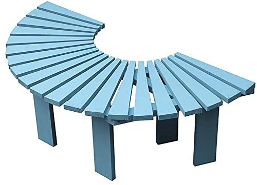 GETZ Gartenbank, Halbkreisförmige Baumbank in Teak, Massivholzbank Backless Bank, Runde Kreisförmige Hölzerne Patio-Wrap-Sitzstuhl, Retro-Hinterhof-Parkmöbel (Color : Light Blue)