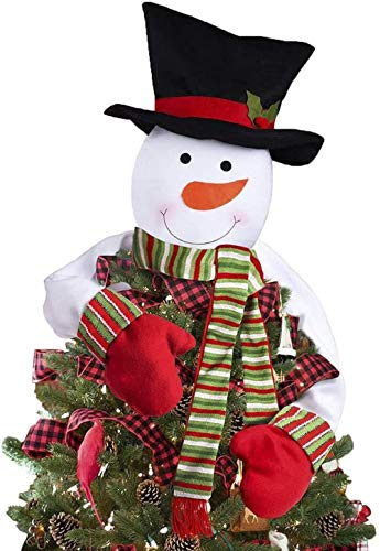 Marooma Weihnachtsbaumspitze, Schneemann, große Weihnachtsbaumspitze, Schneemann-Umarmung mit großem Hut und beweglichen Armen, Weihnachtsbaumschmuck, Party, Heimdekoration