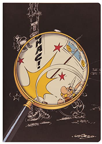 Clairefontaine 813026C - Notizbuch Asterix 4, mit Fadenbindung DIN A4, 32 Blatt liniert, Motiv skizziert mit Lupe, 1 Stück