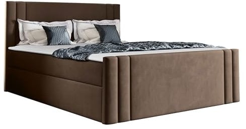 Mirjan24 Boxspringbett mit 2 Bettkästen Harlon, Bett mit Polsterkopfteil und Fußteil, Matratze, Topper, Polsterbett, Doppelbett für Schlafzimmer (180 x 200 cm, Amor Velvet 4301)