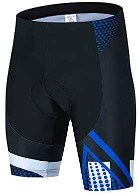 La Dearchuu Herren Radlerhose mit Sitzpolster, 3D Gepolstert Fahrradhose Kurz Atmungsaktive Schnelltrocknende MTB Sommer Radhose Fahrrad Hosen Kurze für Männer, Blau, Größe S