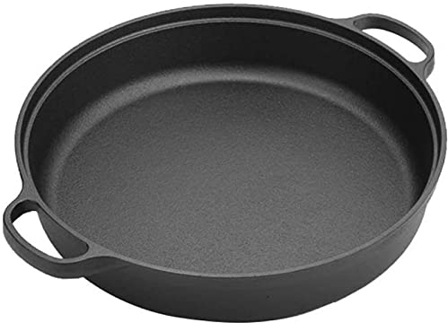 KDOQ Sartén Wok De Hierro Fundido Sartén De Doble Oreja Sartén Gruesa Sin Recubrimiento De Hierro De Cerdo 33cm Sartén Antiadherente Infinite Wok,33cm