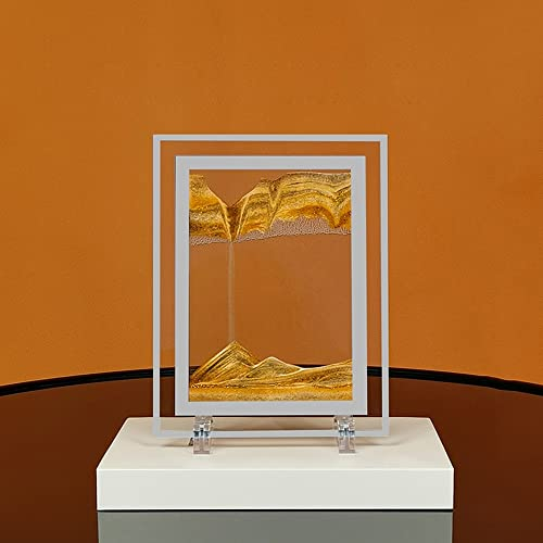 Bewegliches Sandkunstbild, dynamisches Sandbild, goldene Desktop-Sandkunst für Heimdekoration und Büro, groß, 22,9 x 17,8 cm