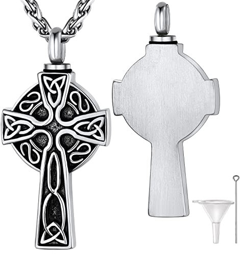 Supcare Celtic Cross Pendant Urn Necklaces for Ashes Stainless Steel Cremation Jewellry Rememberance Memorial Keepsakes