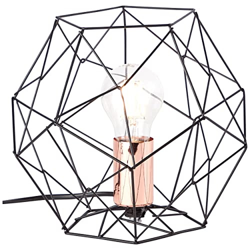 Brilliant Tischlampe im Neo Retro Stil - dekorative Tischleuchte mit Schnurzwischenschalter für Wohnzimmer und Esszimmer aus Metall, in schwarz/kupfer - 19cm Höhe
