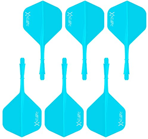 RavenX Dart Flights - Dart Flights mit Schaft und Flight in einem - 6 Stück (Hellblau)