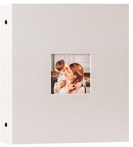 Lanpn Fotoalbum, 13 x 18 cm, Leinen, Einsteckalbum, für 200 Bilder im Hochformat, 33 x 45 cm, Beige