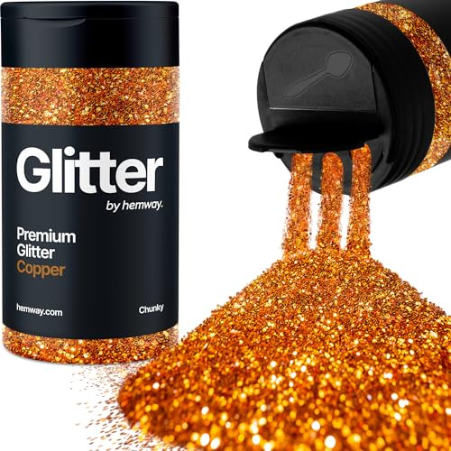 Hemway Copper Glitter Shaker, 130g Chunky Glitter, Crafts 1/40 | for Resin & Epoxy Crafts for Decorating, Halloween, Christmas, Nail, Face, Art