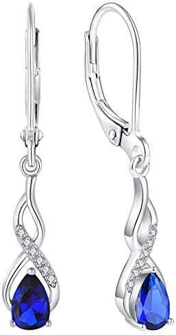 YL Unendlichkeit Ohrringe 925 Sterling Silber September Geburtsstein Saphir Ohrringe für Damen