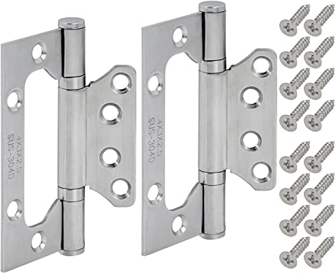 Stahlia Scharniere klappbar Türscharniere 100mm (1 Paar) Türscharnier Edelstahl schmale Montagefläche Türband Scharniere Gartentor Federscharnier Beschläge Klappscharnier