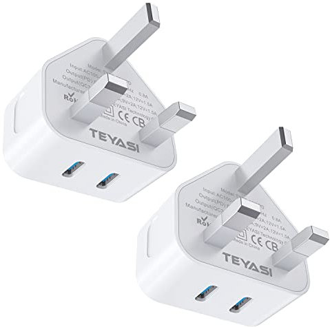 2 PACK USB C Plug Fast Charge, 20W Dual Type C Wall Charger Plug For Apple iPhone Adaptor UK Fast Charging For iPhone15/ 14/14 Pro/14 Pro Max/13/13 Pro/13 Pro Max/12/12 Pro/12 Pro Max/SE 2020/11Pro