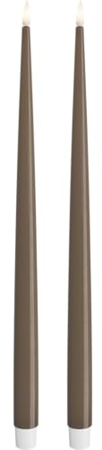 Deluxe Homeart Indoor Flameless LED Dinner Candle - Set of 2 - with Real Flame™ Technology - Battery Powered Candle (38 cm, Caramel)