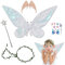 Celawork Feenflügel Kinder und erwachsene, fee kostüm damen mit Elfenohren und Blumenkranz sowie ein Sternen-Zauberstab, für Halloween Rollenspiele und Partygeschenke zum Karneval