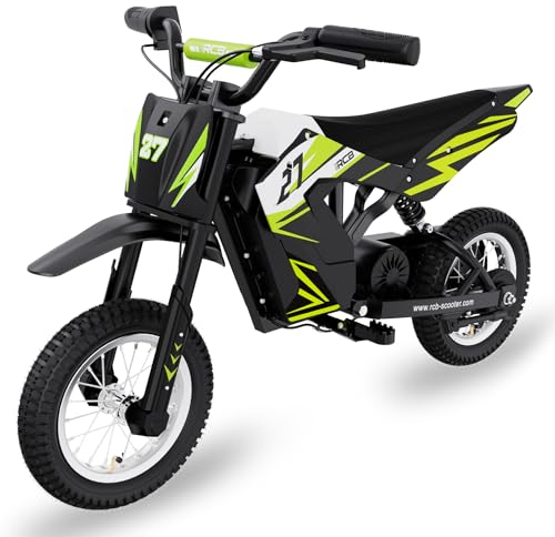 RCB TECH R9X Motocicletta elettrica per bambini, Motore potente, 3 modalità di velocità, Max 25 km/h, Portata massima 15 km, Pneumatici da 12 pollici, Moto da cross per bambini dai 3-12 anni
