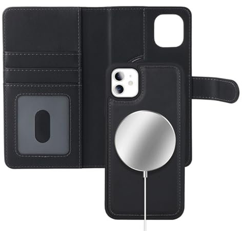Zouzt for iPhone 11 6.1 Inch Detachable Wallet Case with Card Holder for MagSafe, Premium PU Leather 2 in 1 Flip Folio Book Magnetic Stand Protective Phone Cover for iPhone 11 - Black
